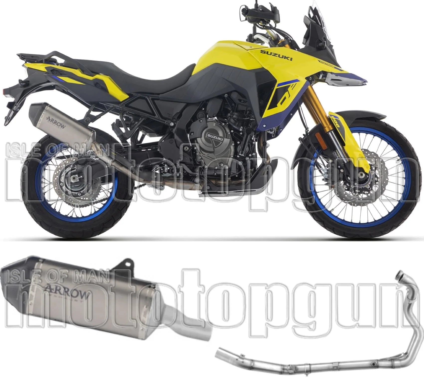 Sistema De Escape Completo Sin Catalizador Y Con Homologación Acústica Explorer Titanio Fondo Carby - Arrow Special Parts Compatible Con Suzuki V-Strom 800 Se (2025-2026)