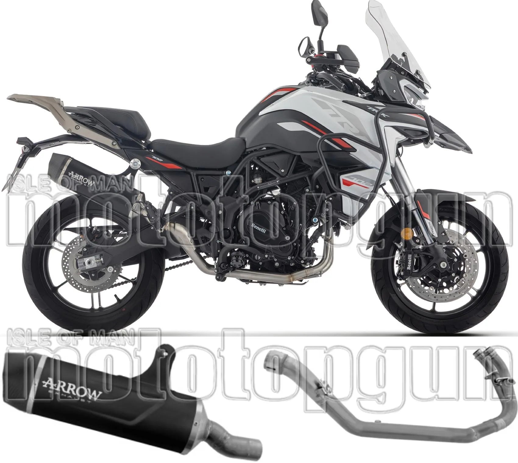 Sistema De Escape Completo Sin Catalizador Y Con Homologación Acústica Indy Race Aluminio Negro Fondo Carby - Arrow Special Parts Compatible Con Benelli Trk 702 - X (2025-2026)