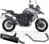 Sistema De Escape Completo Sin Catalizador Y Con Homologación Acústica Indy Race Aluminio Negro Fondo Carby - Arrow Special Parts Compatible Con Benelli Trk 702 - X (2025-2026)