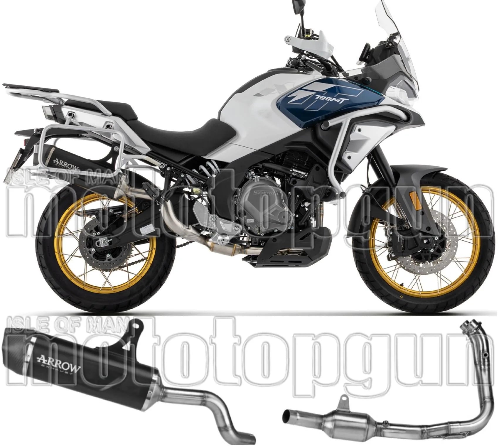 Sistema De Escape Completo Sin Catalizador Y Con Homologación Acústica Indy-Race Evo Aluminio Negro Fondo Carby - Arrow Special Parts Compatible Con Cfmoto 700 Mt Adventure (2025-2026)