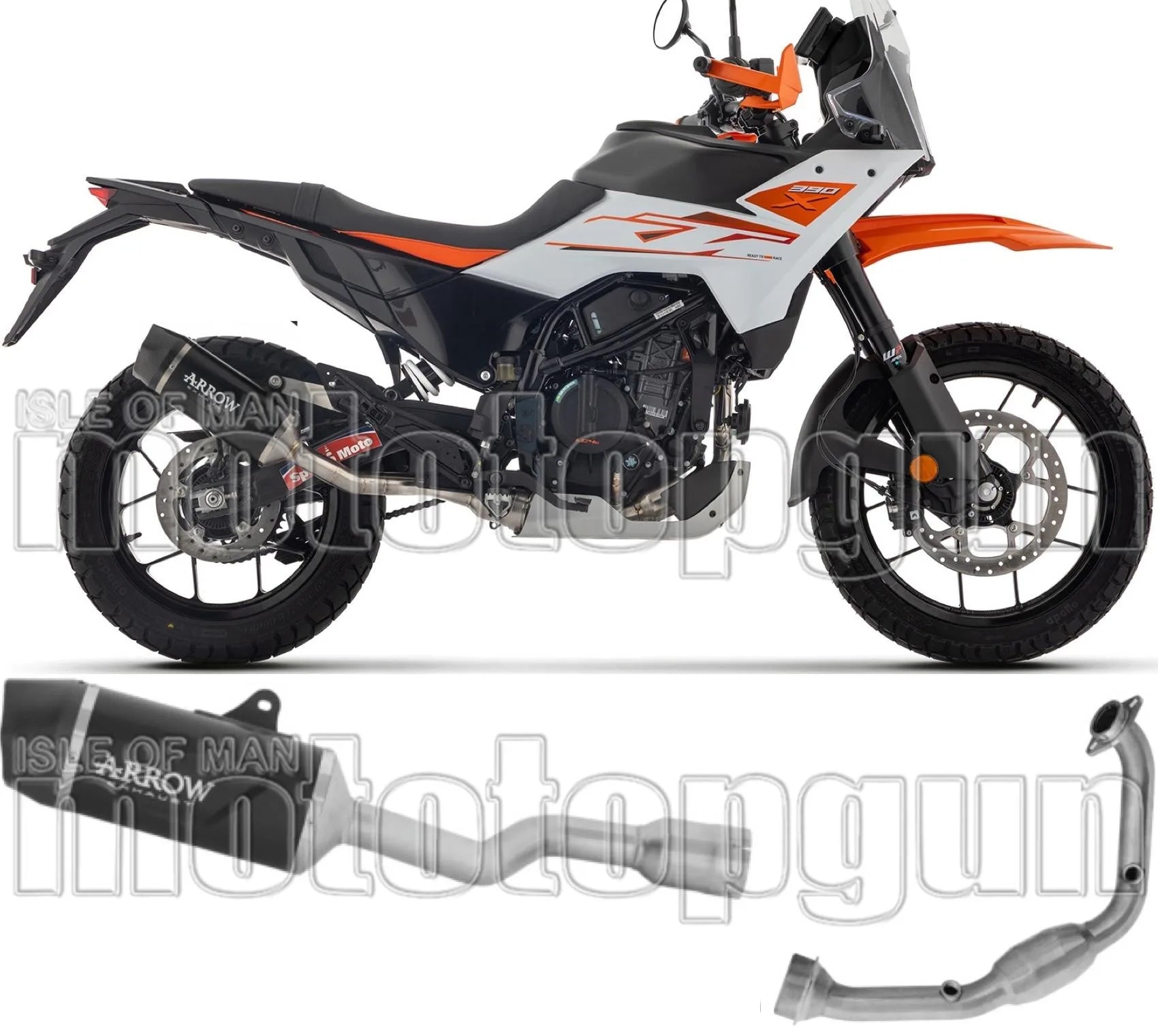 Sistema De Escape Completo Sin Catalizador Y Con Homologación Acústica Indy-Race Evo Aluminio Negro Fondo Carby - Arrow Special Parts Compatible Con Ktm 390 Adventure R (2025-2026)