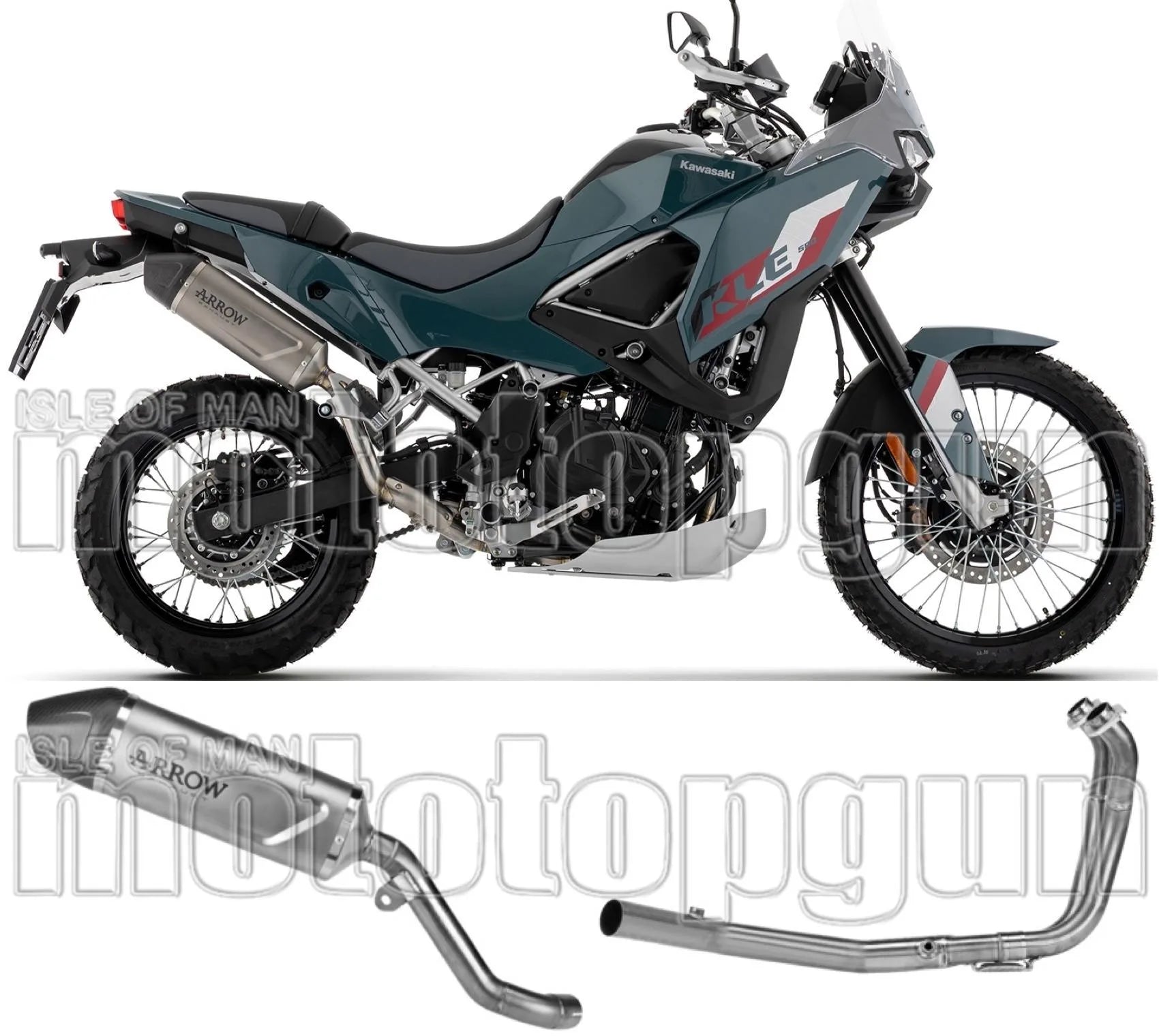 Sistema De Escape Completo Sin Catalizador Y Sin Homologación Acústica Indy-Race Evo Titanio Fondo Carby - Arrow Special Parts Compatible Con Kawasaki Kle 500 (2026)