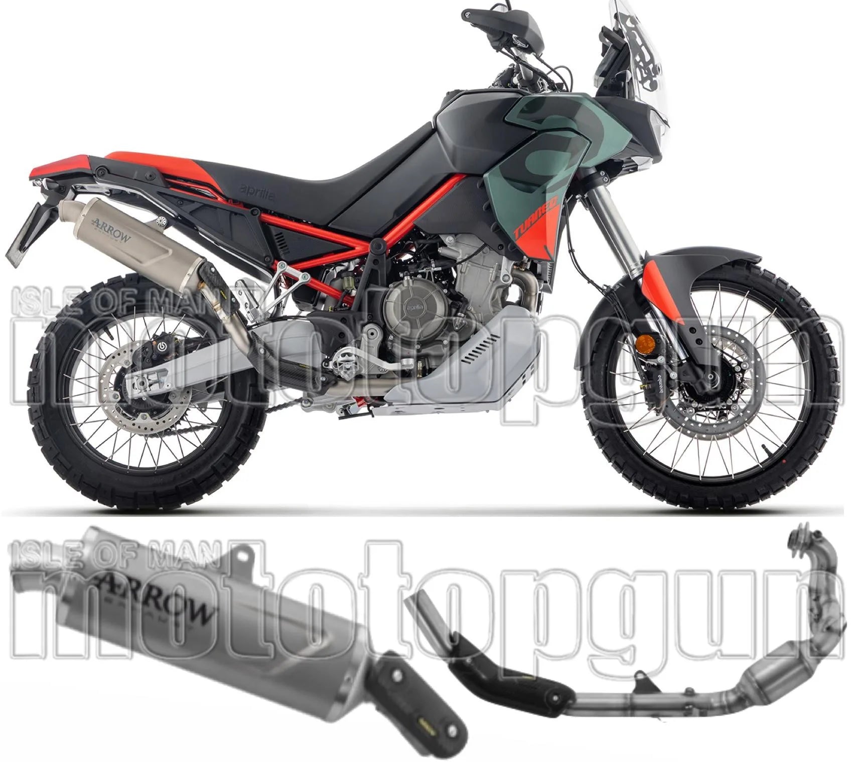 Sistema De Escape Completo Sin Catalizador Y Con Homologación Acústica Indy-Race Evo Titanio Fondo Carby - Arrow Special Parts Compatible Con Aprilia Tuareg 660 (2025-2026)