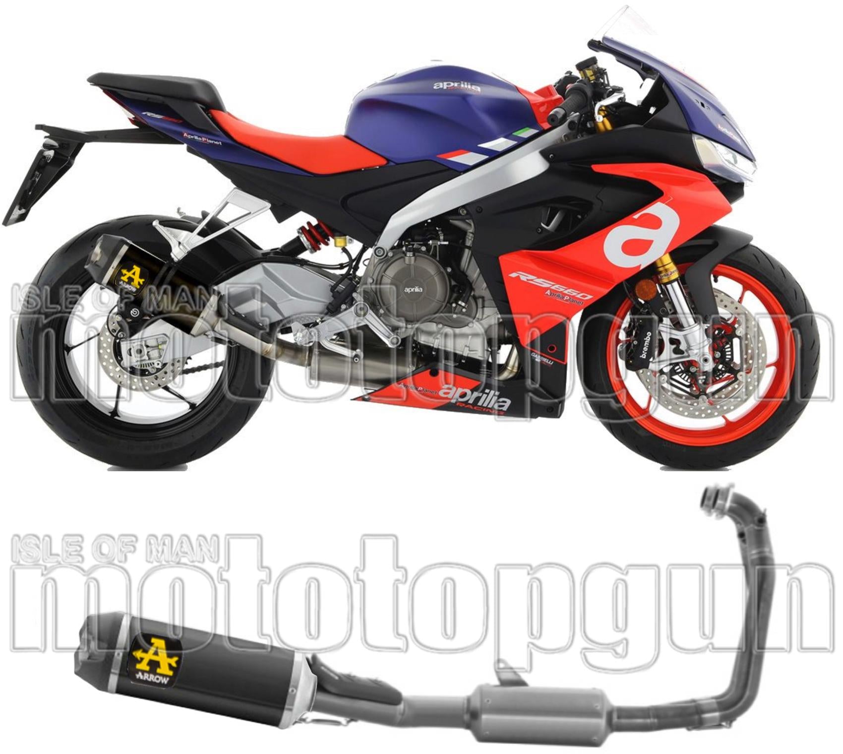 Complete Non-Catalytic Exhaust System With Sound Certification Indy-Race Black Aluminium Carbon - Arrow Special Parts Compatible With Aprilia Rs 660 (2020-2024)