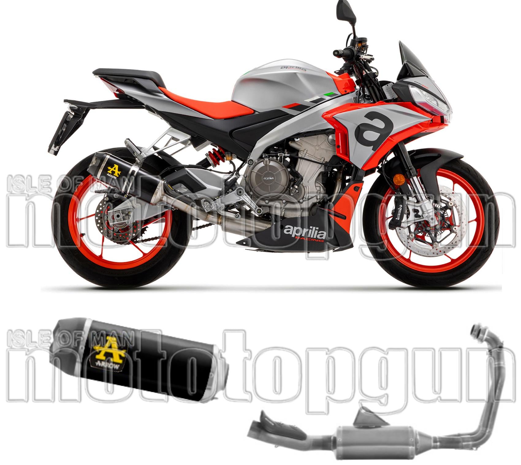 Complete Catalytic Exhaust System With Sound Certification Indy-Race Black Aluminium Carbon - Arrow Special Parts Compatible With Aprilia Tuono 660 (2021-2024)