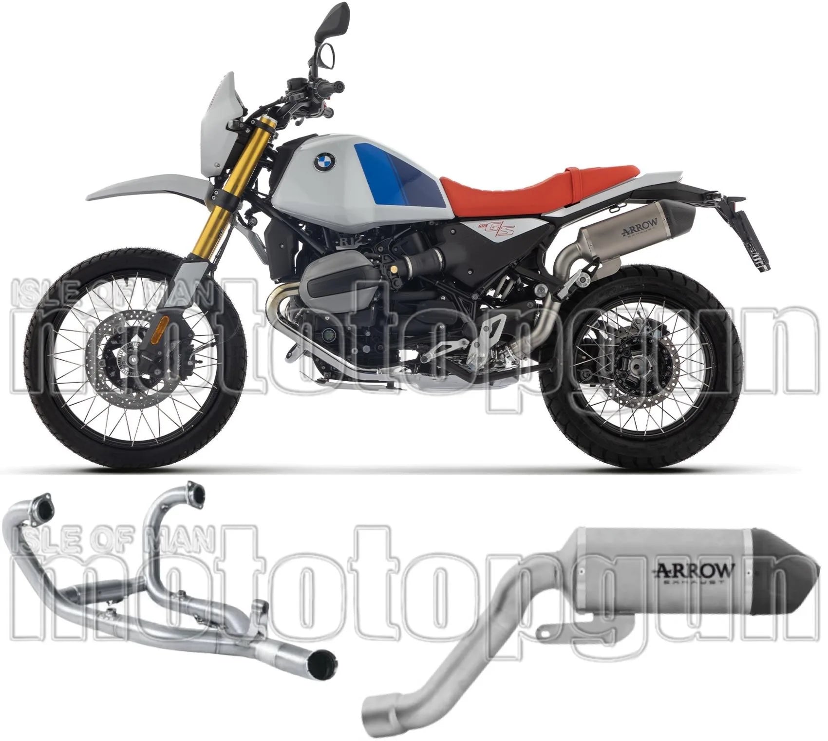 Sistema De Escape Completo Sin Catalizador Y Con Homologación Acústica Indy-Race Titanio Fondo Carby - Arrow Special Parts Compatible Con Bmw R12 G - S (2025-2026)