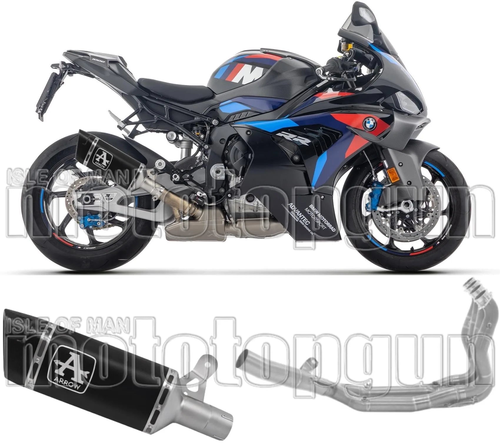Sistema De Escape Completo Sin Catalizador Y Con Homologación Acústica Pista Titanio Negro Fondo Carby - Arrow Special Parts Compatible Con Bmw M 1000 Rr (2025-2026)