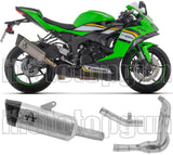 Sistema De Escape Completo Sin Catalizador Y Con Homologación Acústica Pista Titanio Carbono - Arrow Special Parts Compatible Con Kawasaki Zx 6R 636 (2024-2026)