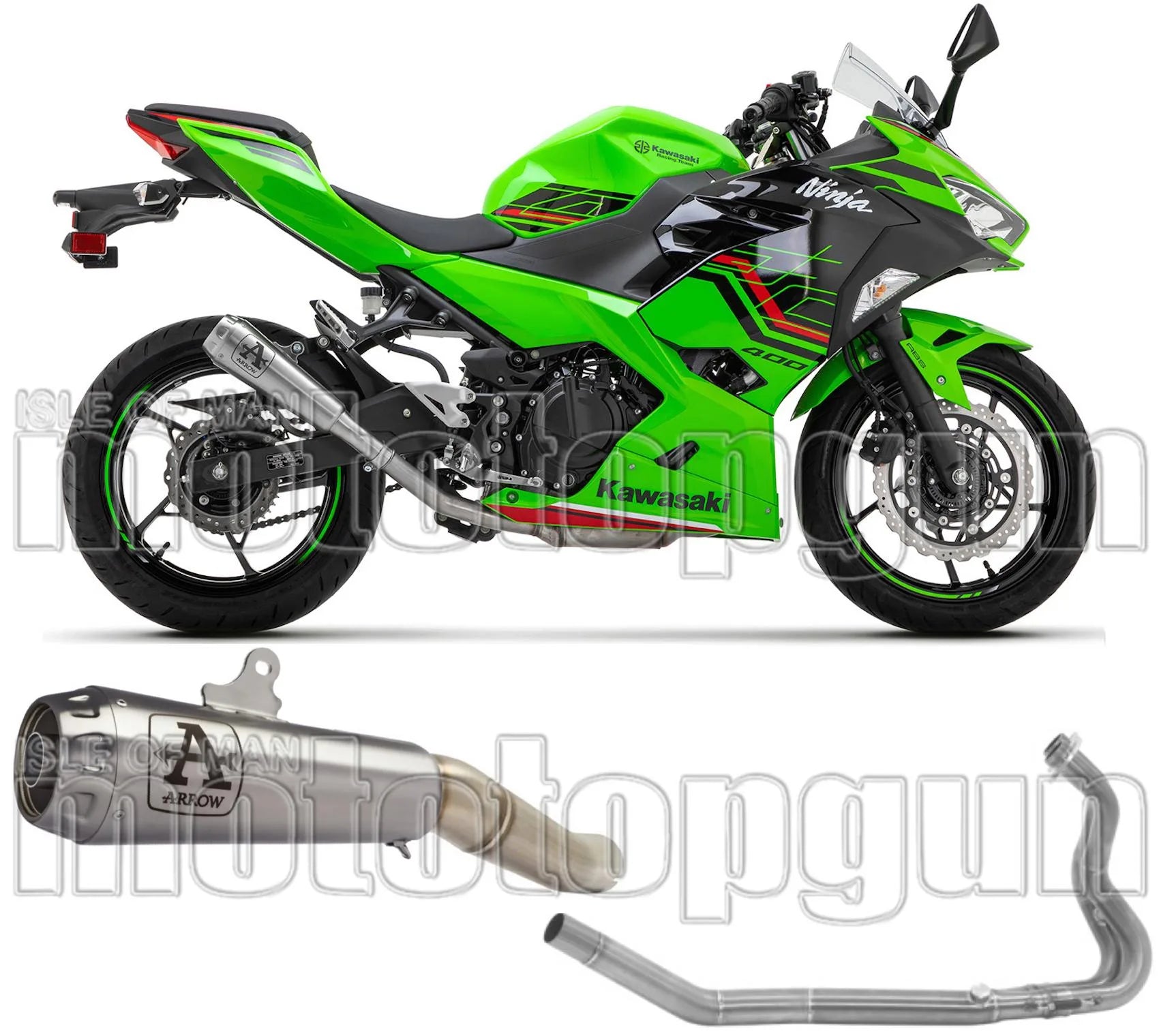 Sistema De Escape Completo Sin Catalizador Y Con Homologación Acústica Pro-Race Nichrom Acero - Arrow Special Parts Compatible Con Kawasaki Z 400 (2023)