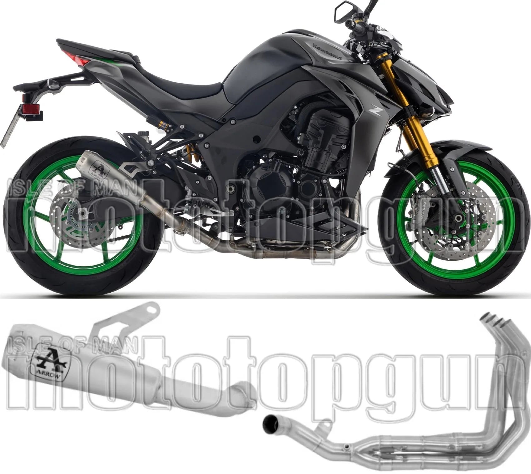 Sistema De Escape Completo Sin Catalizador Y Con Homologación Acústica Pro-Race Nichrom Fondo Acero - Arrow Special Parts Compatible Con Kawasaki Z 1100 (2025-2026)