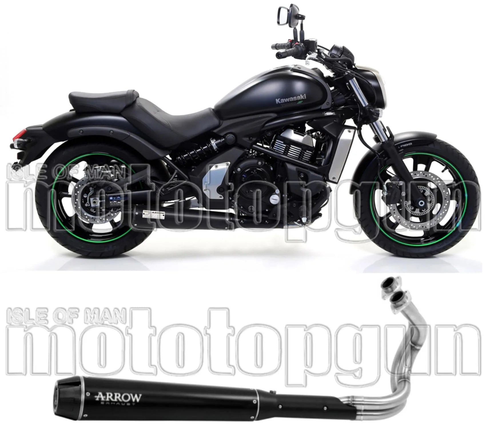 Sistema De Escape Completo Sin Catalizador Y Con Homologación Acústica Rebel Aluminio Negro Carbono - Arrow Special Parts Compatible Con Kawasaki Vulcan 650 S (2021-2024)