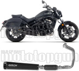 Sistema De Escape Completo Sin Catalizador Y Con Homologación Acústica Rebel Acero Negro Fondo Aluminio Negro - Arrow Special Parts Compatible Con Kawasaki Vulcan 650 S (2025-2026)