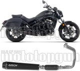 Sistema De Escape Completo Sin Catalizador Y Con Homologación Acústica Rebel Acero Negro Fondo Carby - Arrow Special Parts Compatible Con Kawasaki Vulcan 650 S (2025-2026)