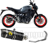 Sistema De Escape Completo Sin Catalizador Y Con Homologación Acústica Thunder Aluminio Negro Carbono - Arrow Special Parts Compatible Con Yamaha Mt-09 (2021-2023)