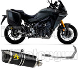 Sistema De Escape Completo Sin Catalizador Y Con Homologación Acústica Thunder Aluminio Negro Carbono - Arrow Special Parts Compatible Con Yamaha Tracer 9 Gt (2021-2024)