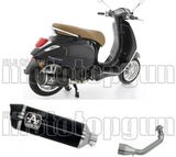 Sistema De Escape Completo Con Catalizador Y Homologación Acústica Race-Tech Aluminio Negro Carbono - Arrow Special Parts Compatible Con Piaggio Vespa Sprint 125 3V (2021-2023)