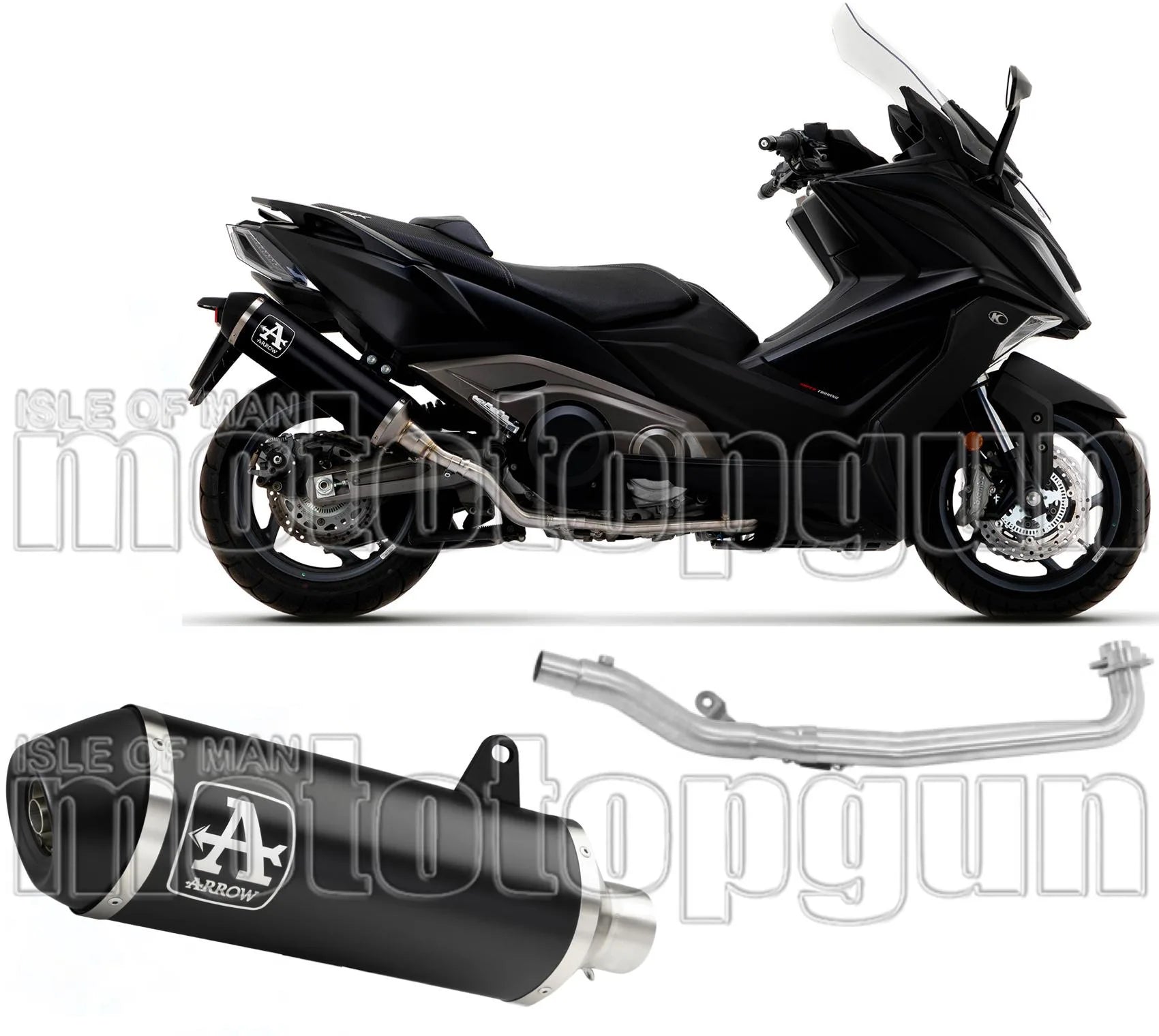 Sistema De Escape Completo Con Catalizador Y Homologación Acústica Urban Aluminio Negro Carbono - Arrow Special Parts Compatible Con Kymco Ak 550 (2021-2026)