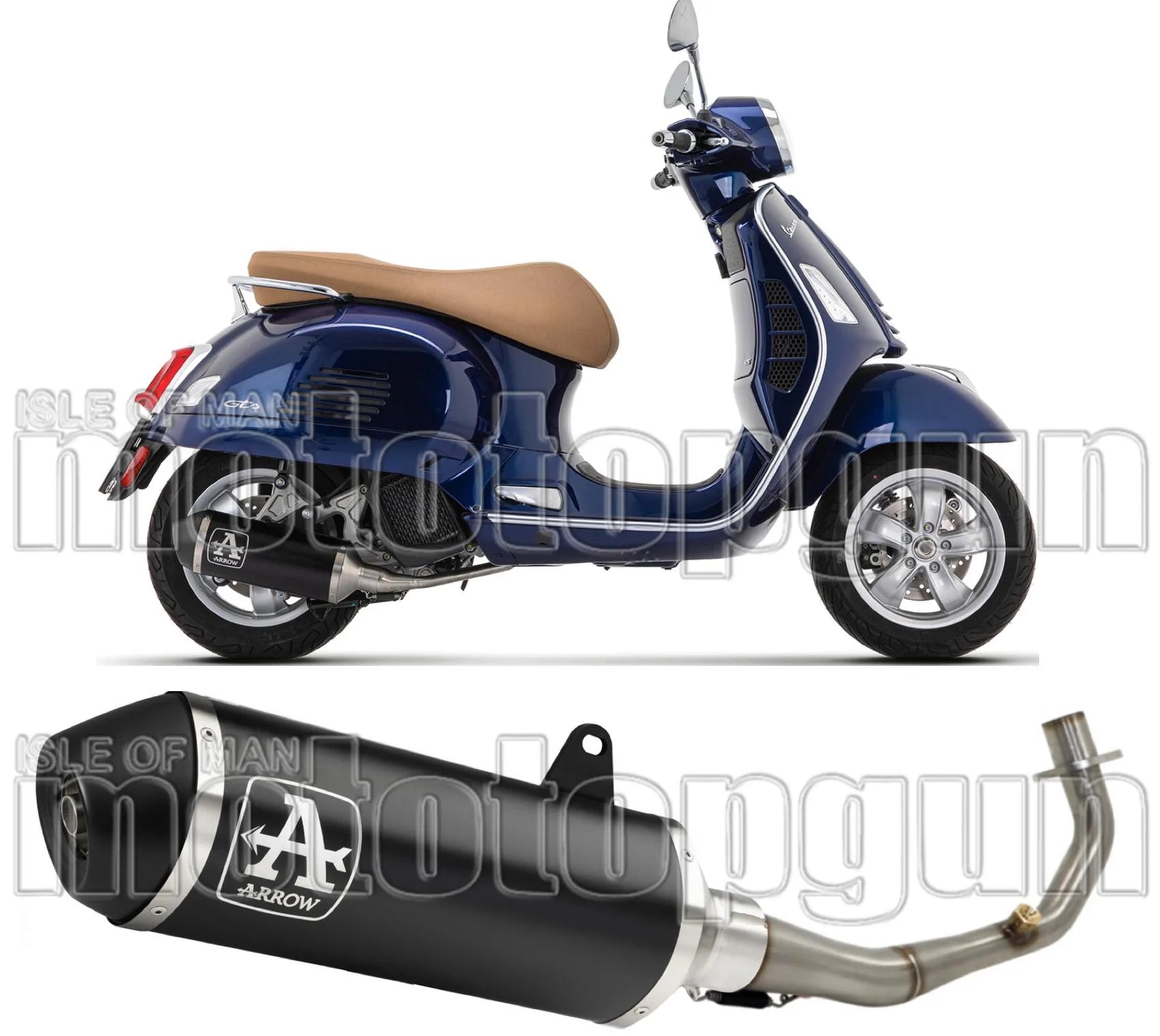 Sistema De Escape Completo Sin Catalizador Y Con Homologación Acústica Urban Aluminio Negro Acero Negro - Arrow Special Parts Compatible Con Piaggio Vespa Gts 125 Ie (2021-2023)
