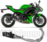 Sistema De Escape Completo Con Catalizador Y Homologación Acústica Veloce Aluminio Negro Fondo Carby - Arrow Special Parts Compatible Con Kawasaki Ninja 650 35Kw (2024-2026)