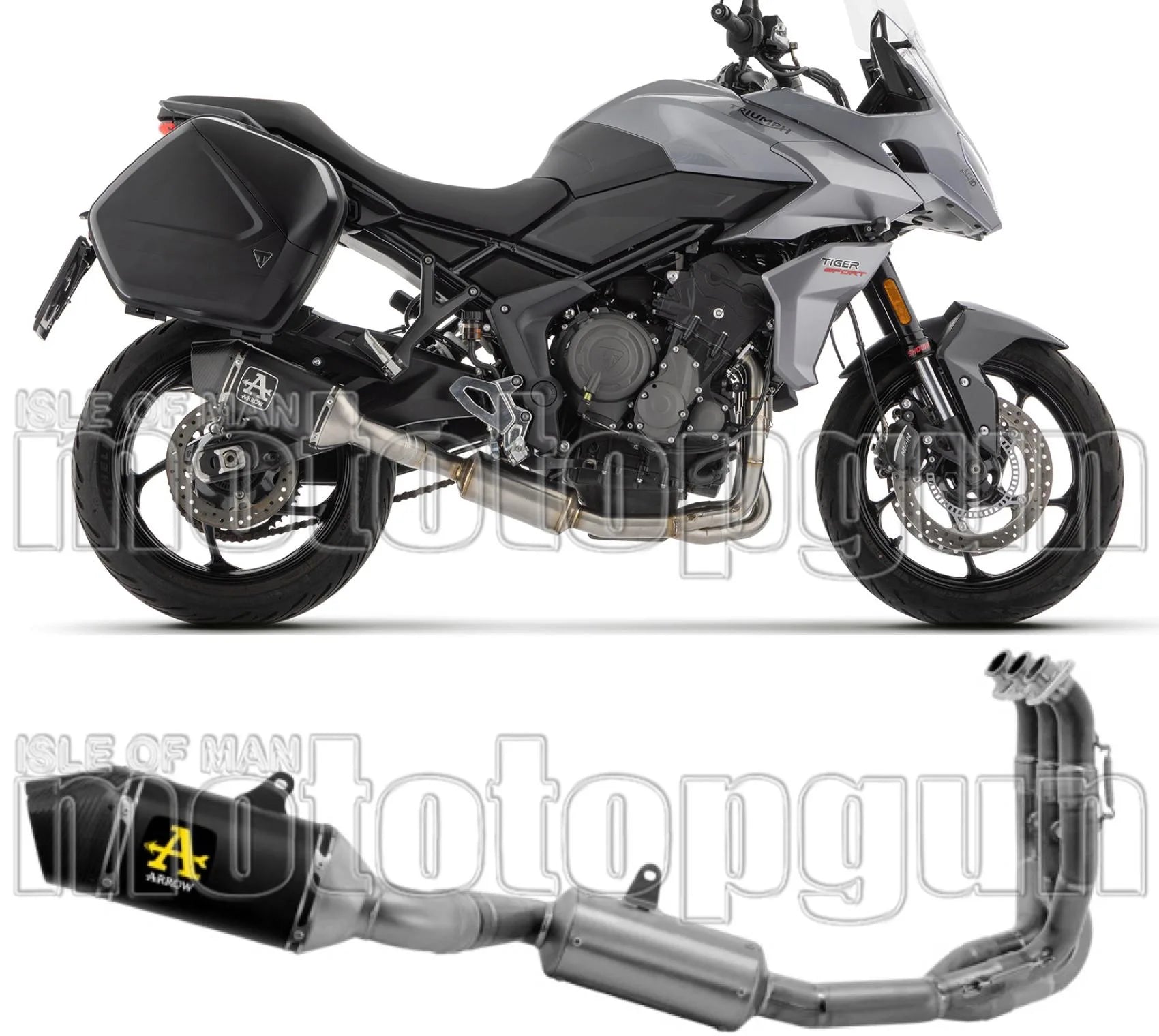 Sistema De Escape Completo Con Catalizador Y Homologación Acústica Veloce Aluminio Negro Carbono - Arrow Special Parts Compatible Con Triumph Tiger 660 Sport (2022-2024)