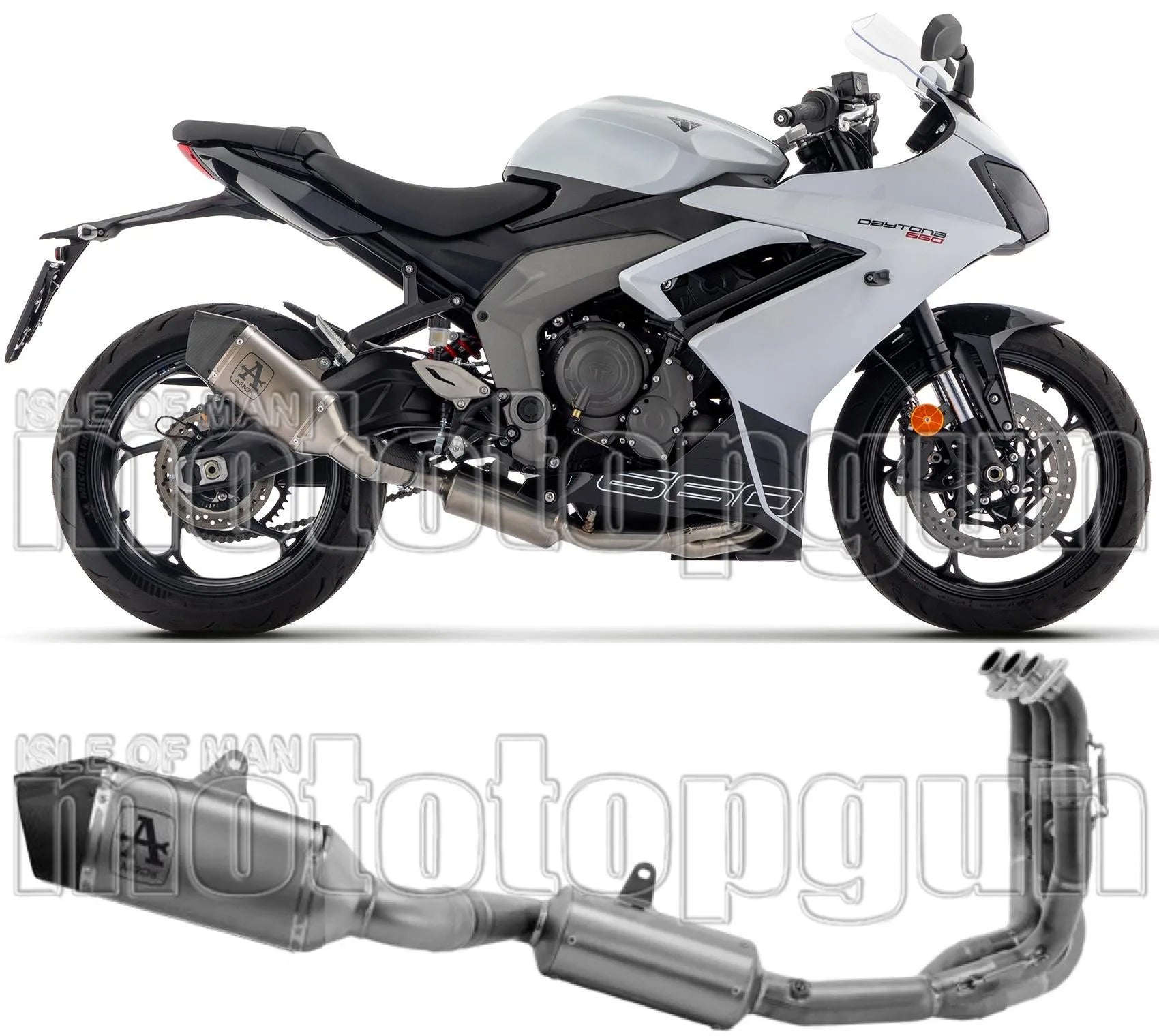 Sistema De Escape Completo Con Catalizador Y Homologación Acústica Veloce Titanio Carbono - Arrow Special Parts Compatible Con Triumph Daytona 660 (2024-2026)