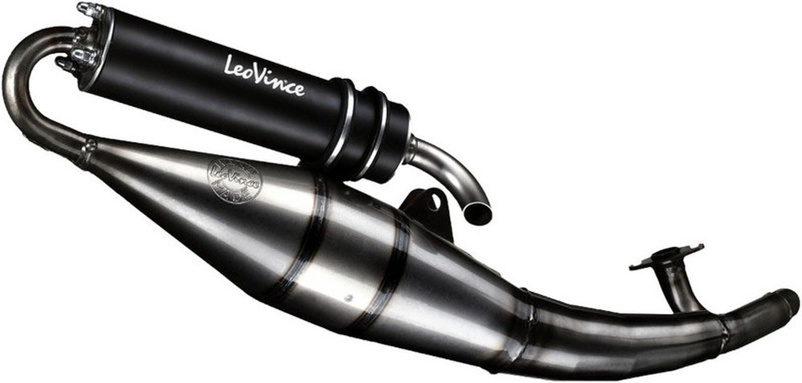 Complete Catalytic Exhaust System With Sound Certification Hand Made Tt Black Aluminum - Leovince Compatible With Kymco Super 8 50 2T (2009-2012)