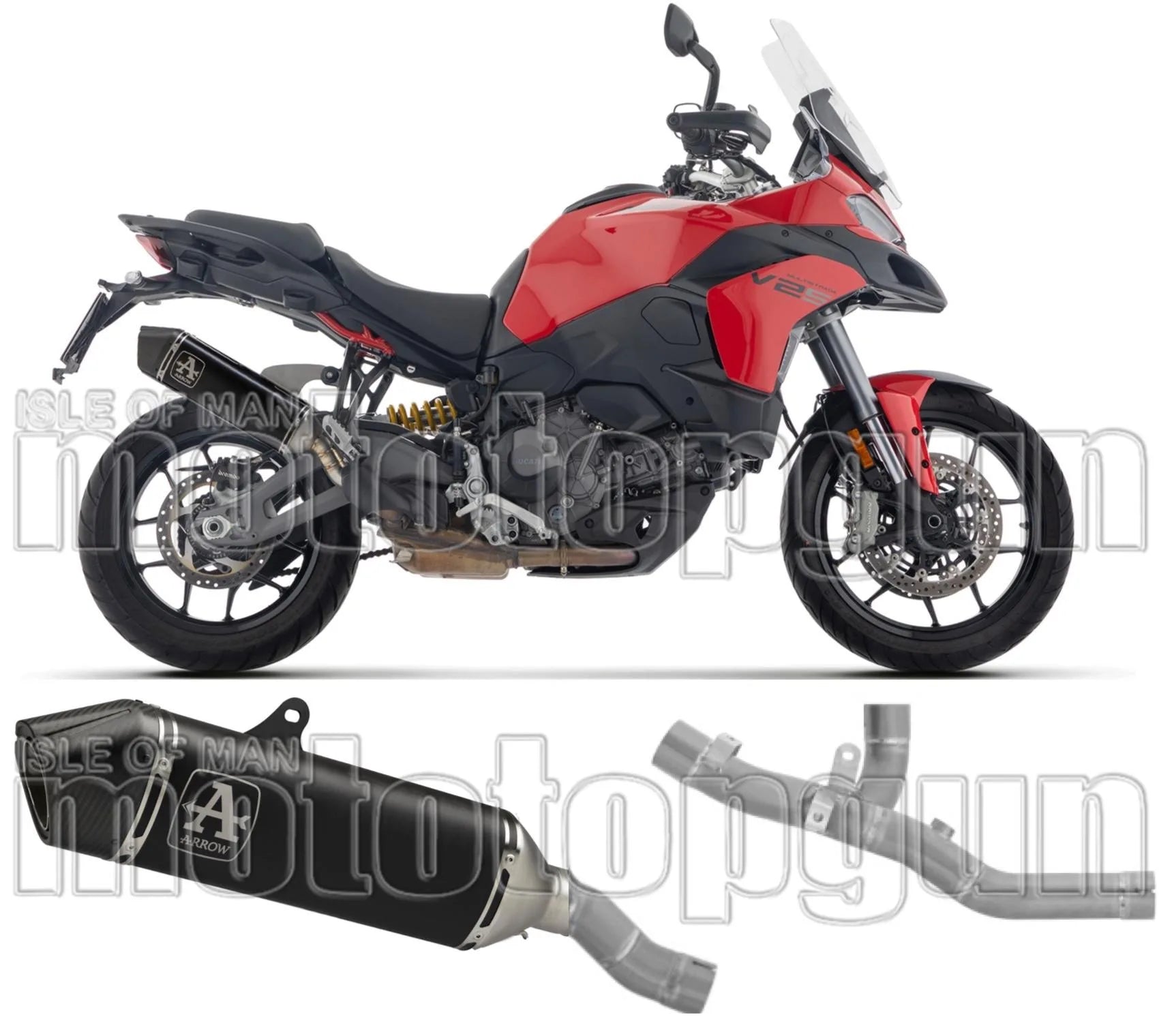 Tubo De Escape Sin Catalizador Y Con Homologación Acústica Veloce Full Titanio Negro Fondo Carby - Arrow Special Parts Compatible Con Ducati Multistrada V2 - S (2025)