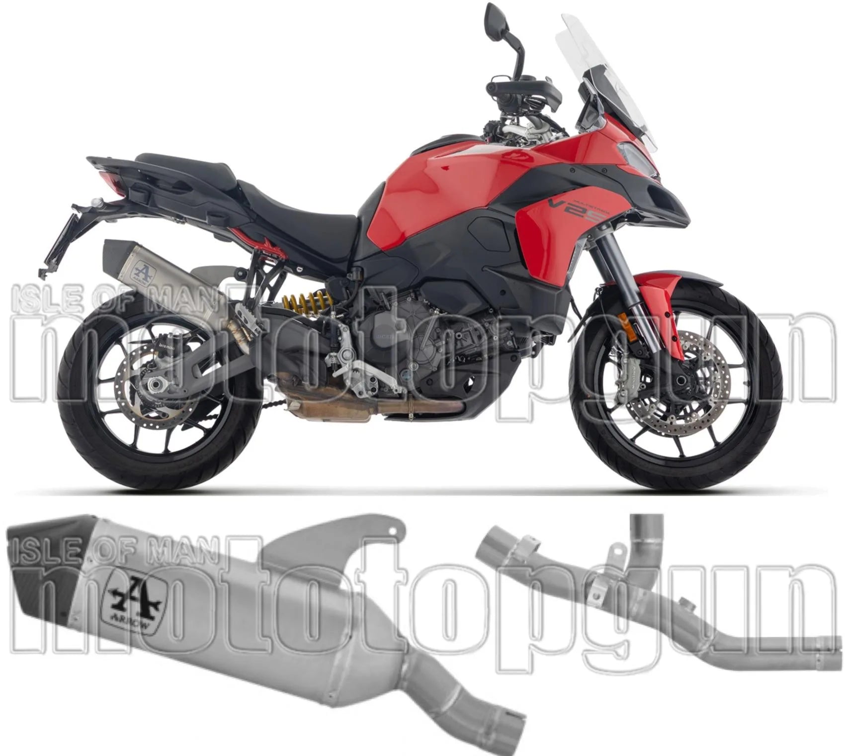 Tubo De Escape Sin Catalizador Y Con Homologación Acústica Veloce Titanio Fondo Carby - Arrow Special Parts Compatible Con Ducati Multistrada V2 - S (2025)