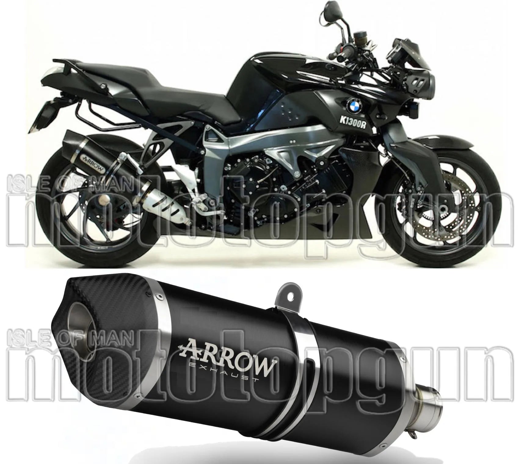Tubo De Escape Con Catalizador Y Homologación Acústica Maxi Race-Tech Aluminio Negro Carbono - Arrow Special Parts Compatible Con Bmw K 1300 R (2009-2016)