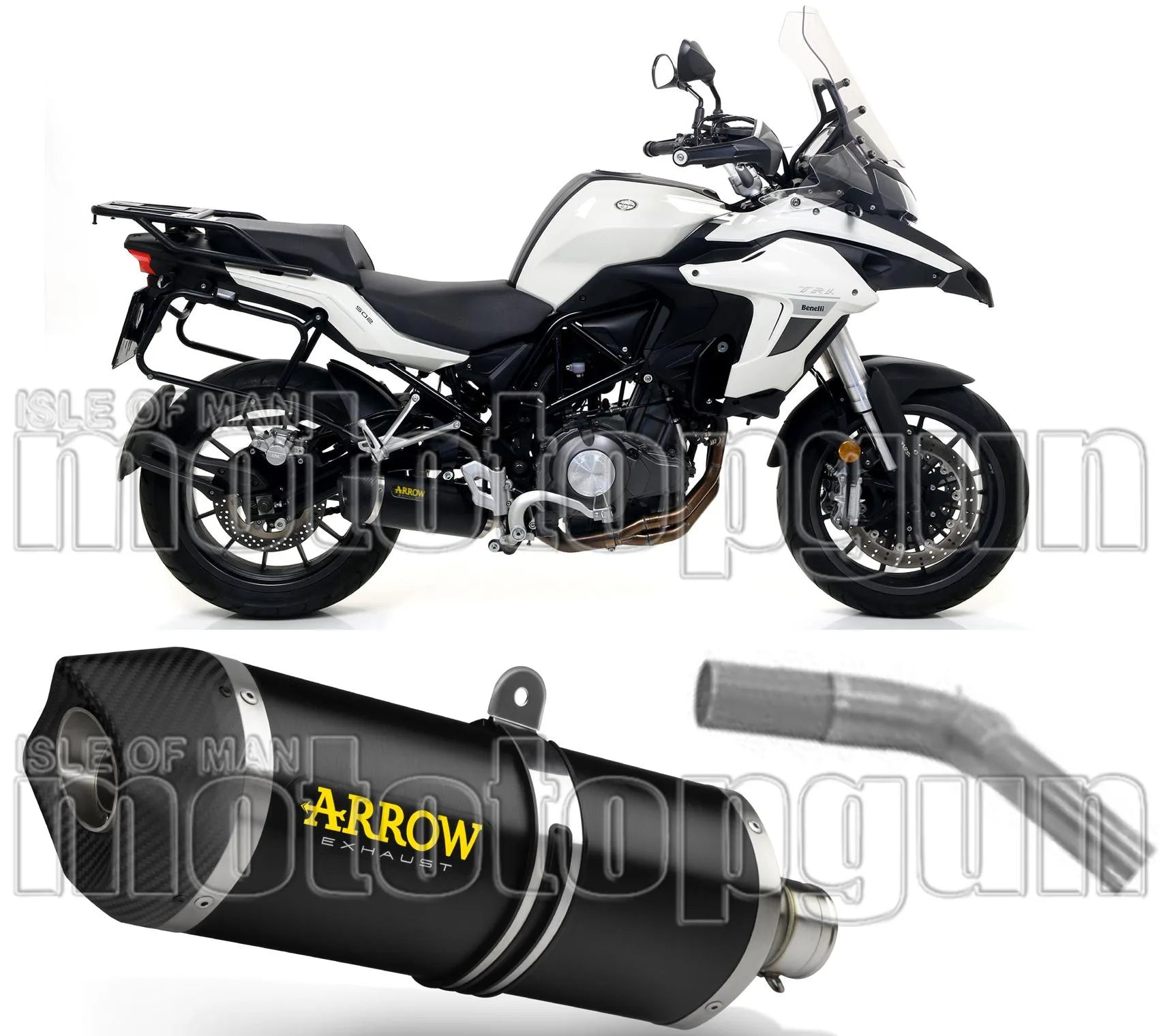 Tubo De Escape Con Catalizador Y Homologación Acústica Race-Tech Aluminio Negro Carbono - Arrow Special Parts Compatible Con Benelli Trk 502 (2017-2020)