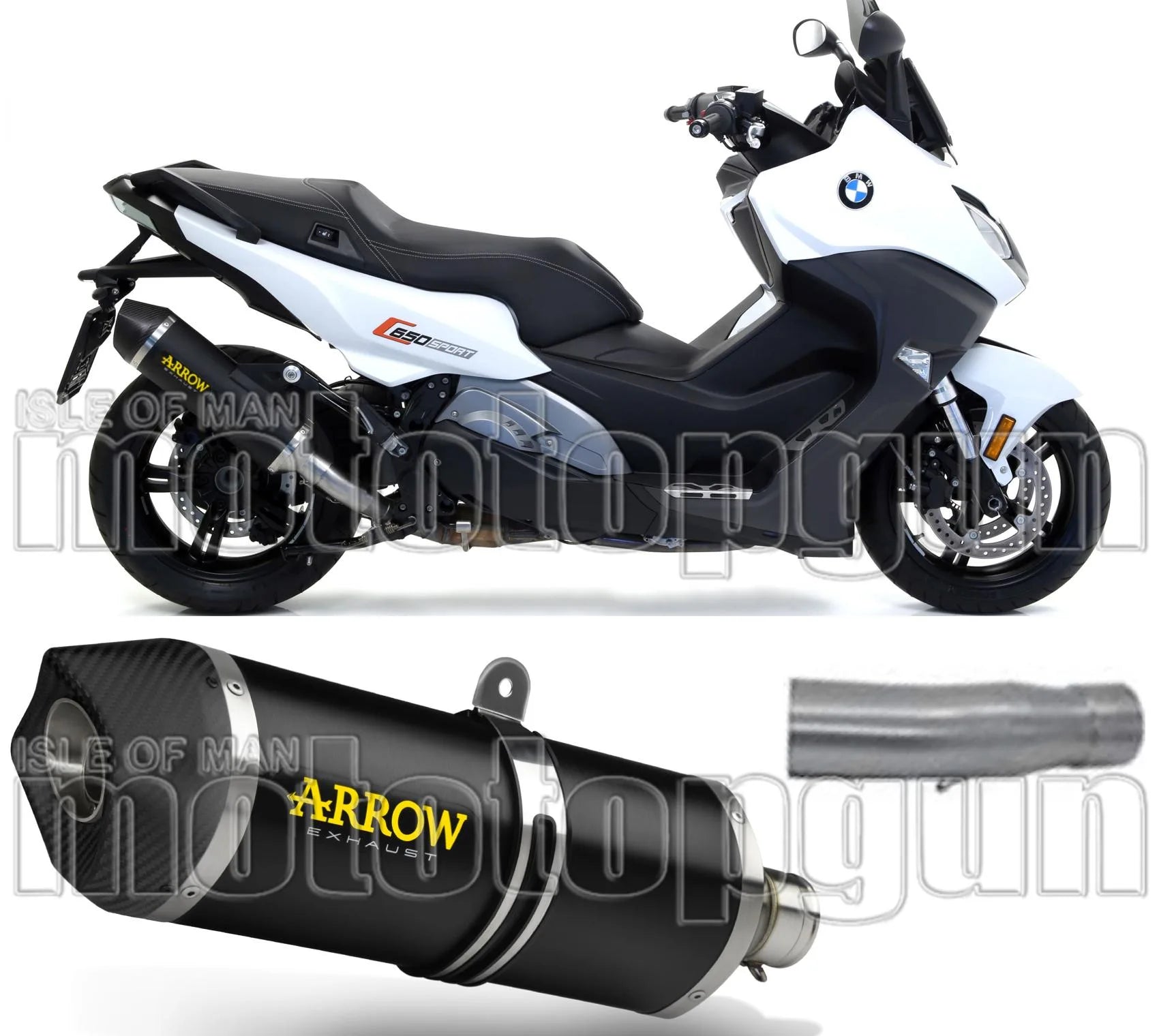 Tubo De Escape Con Catalizador Y Homologación Acústica Race-Tech Aluminio Negro Carbono - Arrow Special Parts Compatible Con Bmw C 650 Sport (2016-2020)
