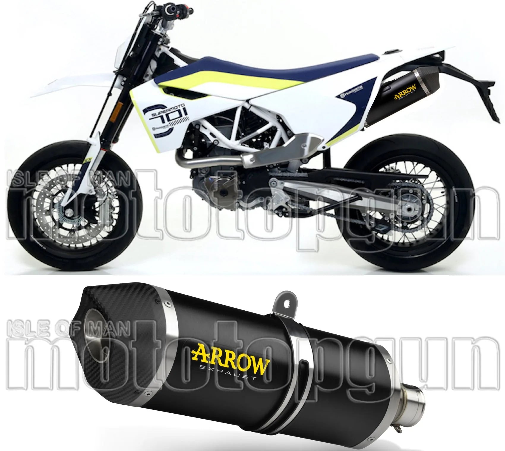 Tubo De Escape Con Catalizador Y Homologación Acústica Race-Tech Aluminio Negro Carbono - Arrow Special Parts Compatible Con Husqvarna 701 Enduro (2017-2020)