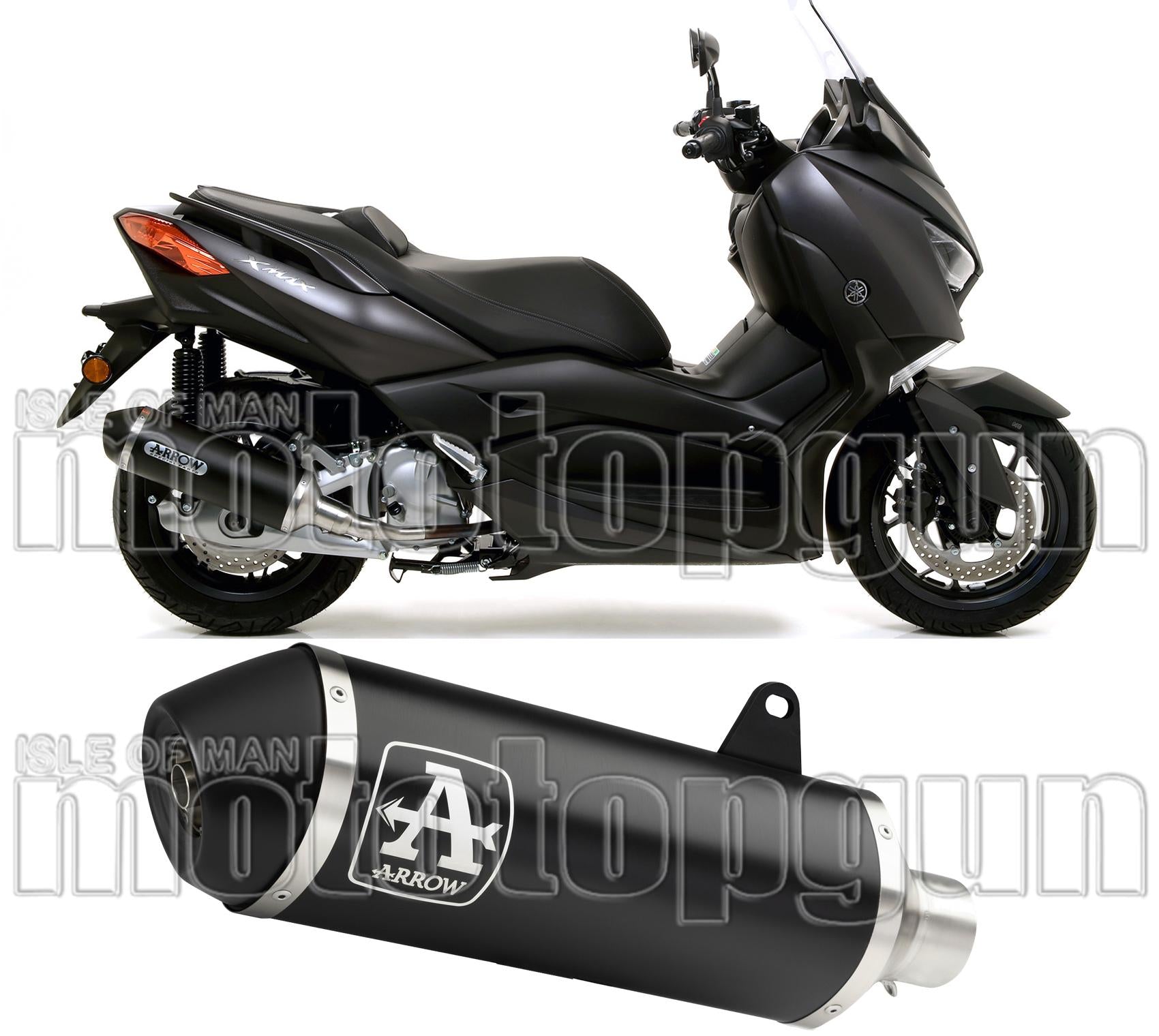 Catalytic Exhaust Tip With Sound Certification Urban Black Aluminium Stainless Steel Black - Arrow Special Parts Compatible With Yamaha X-Max 125 (2018-2020)
