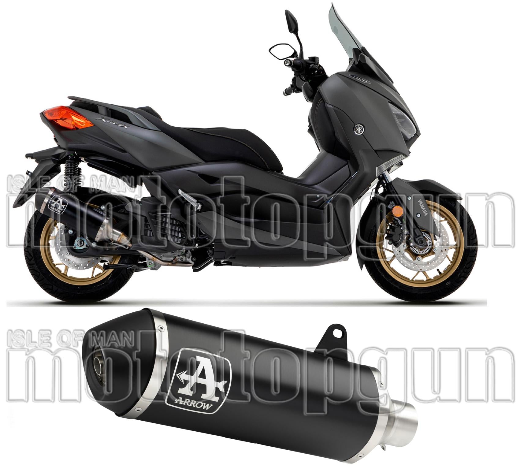Catalytic Exhaust Tip With Sound Certification Urban Black Aluminium Stainless Steel Black - Arrow Special Parts Compatible With Yamaha X-Max 400 (2017-2020)