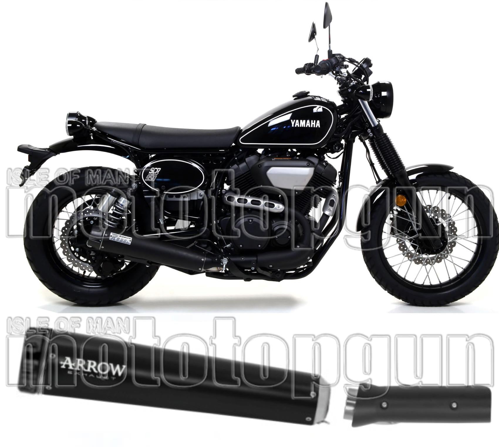 Catalytic Exhaust Tip With Sound Certification Rebel Black Aluminium Black Aluminium - Arrow Special Parts Compatible With Yamaha Scr 950 (2017-2020)