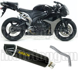 Tubo De Escape Sin Catalizador Y Con Homologación Acústica Indy-Race Aluminio Negro Carbono - Arrow Special Parts Compatible Con Honda Cbr 600 Rr (2007-2008)