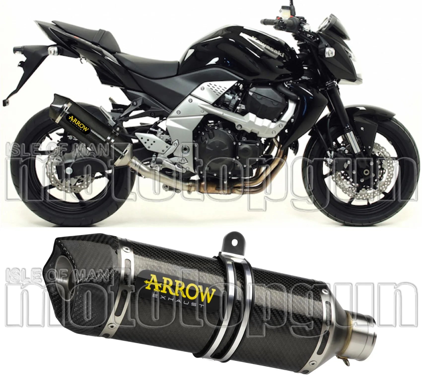 Tubo De Escape Con Homologación Acústica Race-Tech Carbono Carbono - Arrow Special Parts Compatible Con Kawasaki Z 750 (2007-2014)