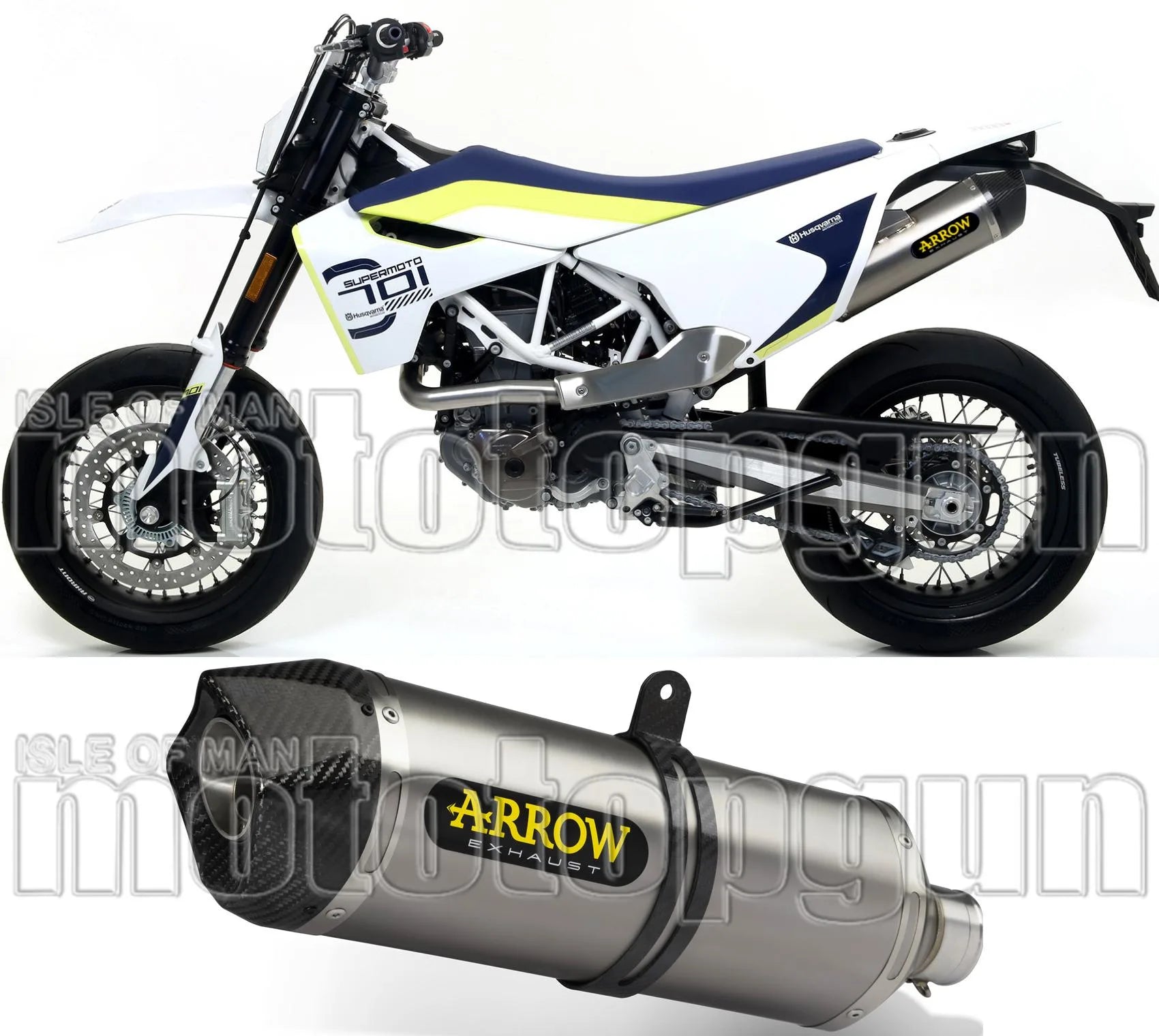 Tubo De Escape Sin Catalizador Y Con Homologación Acústica Race-Tech Aluminio Carbono - Arrow Special Parts Compatible Con Husqvarna 701 Enduro (2017-2020)