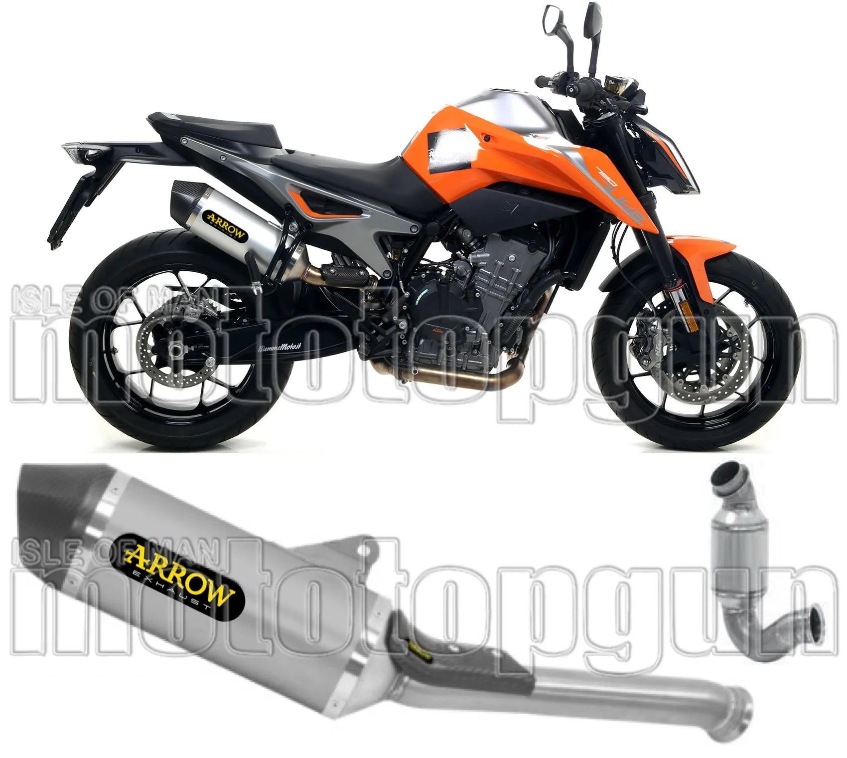 Tubo De Escape Sin Catalizador Y Con Homologación Acústica Race-Tech Aluminio Carbono - Arrow Special Parts Compatible Con Ktm 790 Duke (2018-2020)