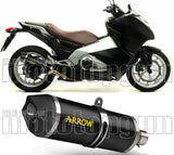 Tubo De Escape Sin Catalizador Y Con Homologación Acústica Race-Tech Aluminio Negro Carbono - Arrow Special Parts Compatible Con Honda Nc 700 X (2012-2013)