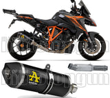 Tubo De Escape Sin Catalizador Y Con Homologación Acústica Race-Tech Aluminio Negro Carbono - Arrow Special Parts Compatible Con Ktm 1290 Superduke Gt (2017-2024)