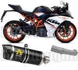 Tubo De Escape Sin Catalizador Y Con Homologación Acústica Thunder Aluminio Negro Carbono - Arrow Special Parts Compatible Con Ktm Rc 125 (2017-2020)