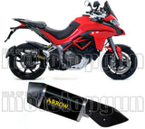 Tubo De Escape Con Homologación Acústica Indy-Race Aluminio Negro Carbono - Arrow Special Parts Compatible Con Ducati Multistrada 1200 S (2015-2017)