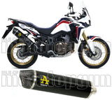 Tubo De Escape Con Homologación Acústica Maxi Race-Tech Aluminio Negro Carbono - Arrow Special Parts Compatible Con Honda Crf 1000 L Africa Twin Adventure Sports (2018-2019)