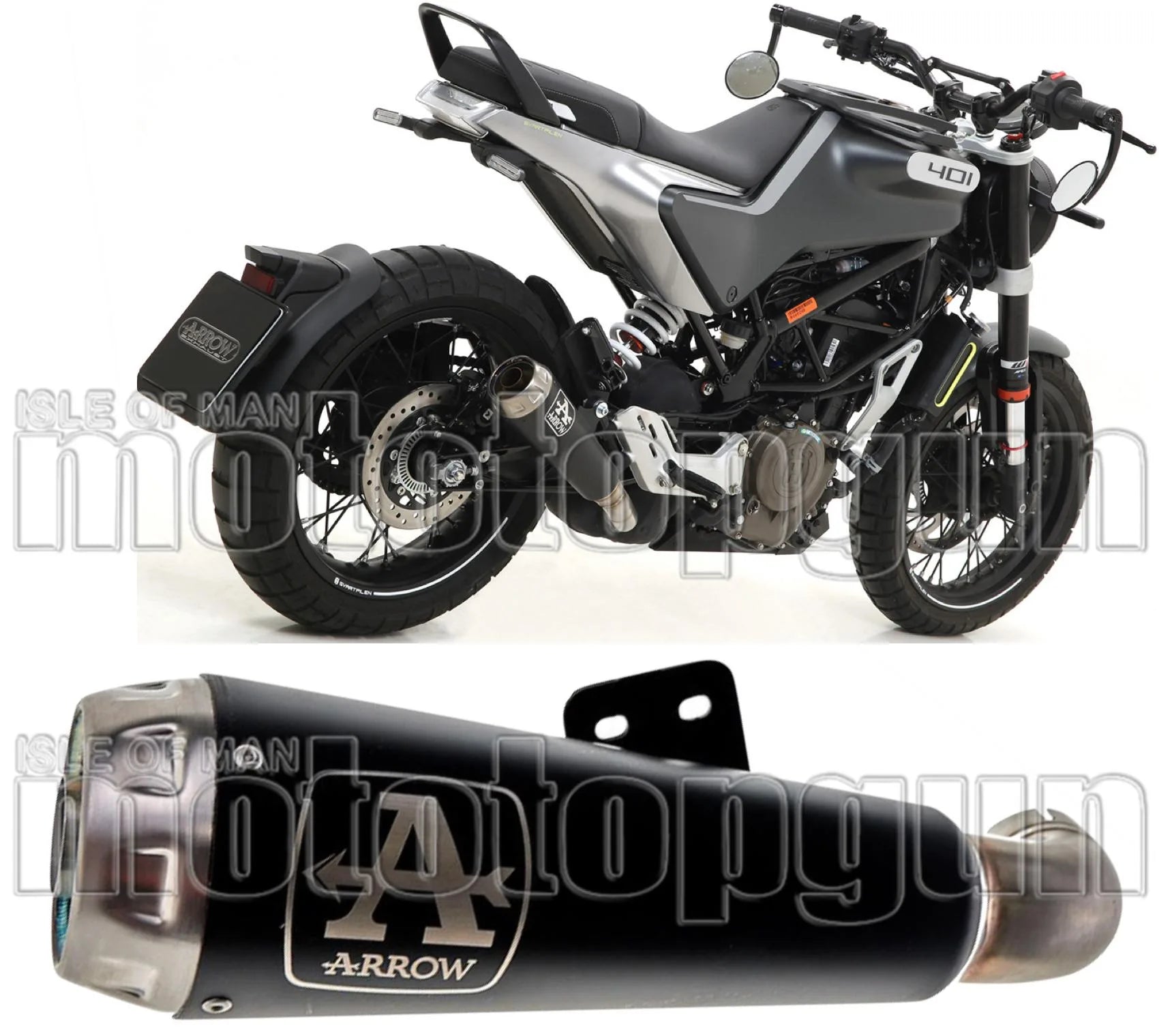 Tubo De Escape Con Homologación Acústica Pro-Race Nichrom Negro Acero - Arrow Special Parts Compatible Con Husqvarna Svartpilen 401 (2020-2023)