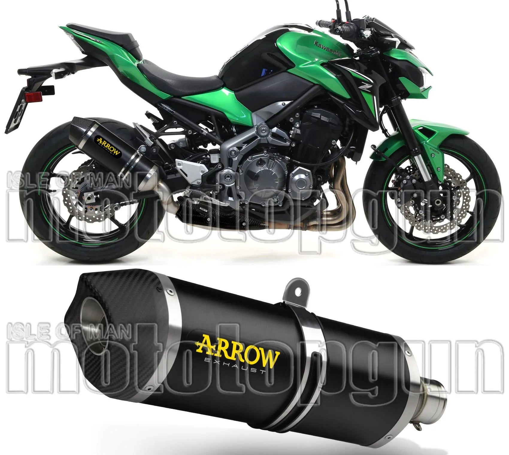 Tubo De Escape Con Homologación Acústica Race-Tech Aluminio Negro Carbono - Arrow Special Parts Compatible Con Kawasaki Z 900 A2 (2019-2024)