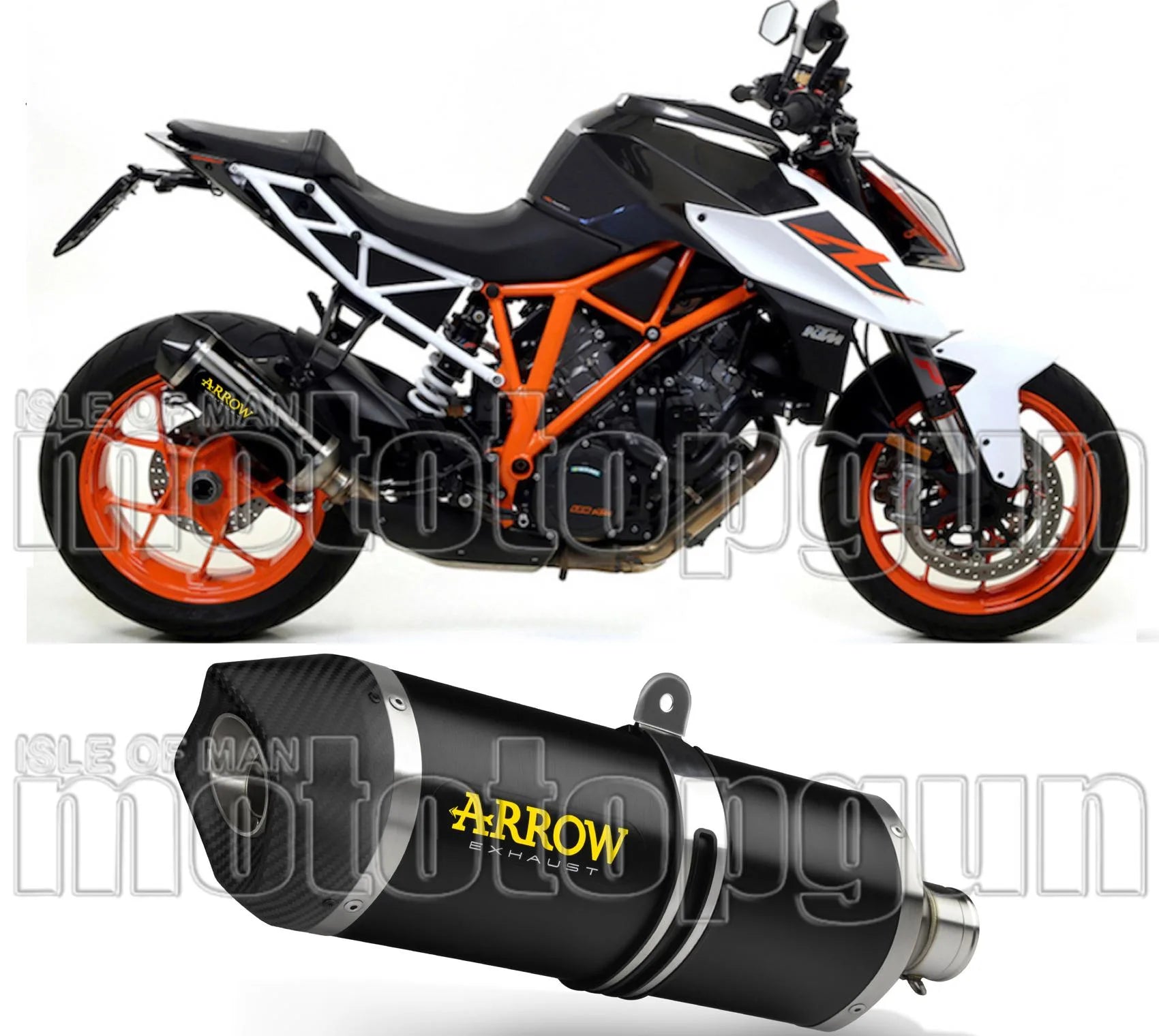 Tubo De Escape Con Homologación Acústica Race-Tech Aluminio Negro Carbono - Arrow Special Parts Compatible Con Ktm 1290 Superduke R (2014-2016)