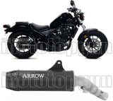 Tubo De Escape Con Homologación Acústica Rebel Aluminio Negro Carbono - Arrow Special Parts Compatible Con Honda Cmx 500 Rebel (2017-2024)