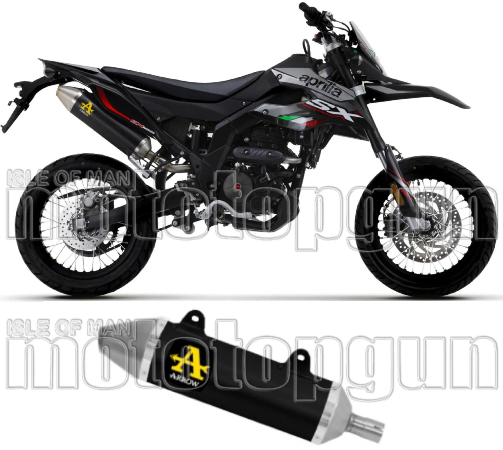 Tubo De Escape Con Homologación Acústica Thunder Aluminio Negro Acero - Arrow Special Parts Compatible Con Malaguti Xtm 125 4T (2019-2020)