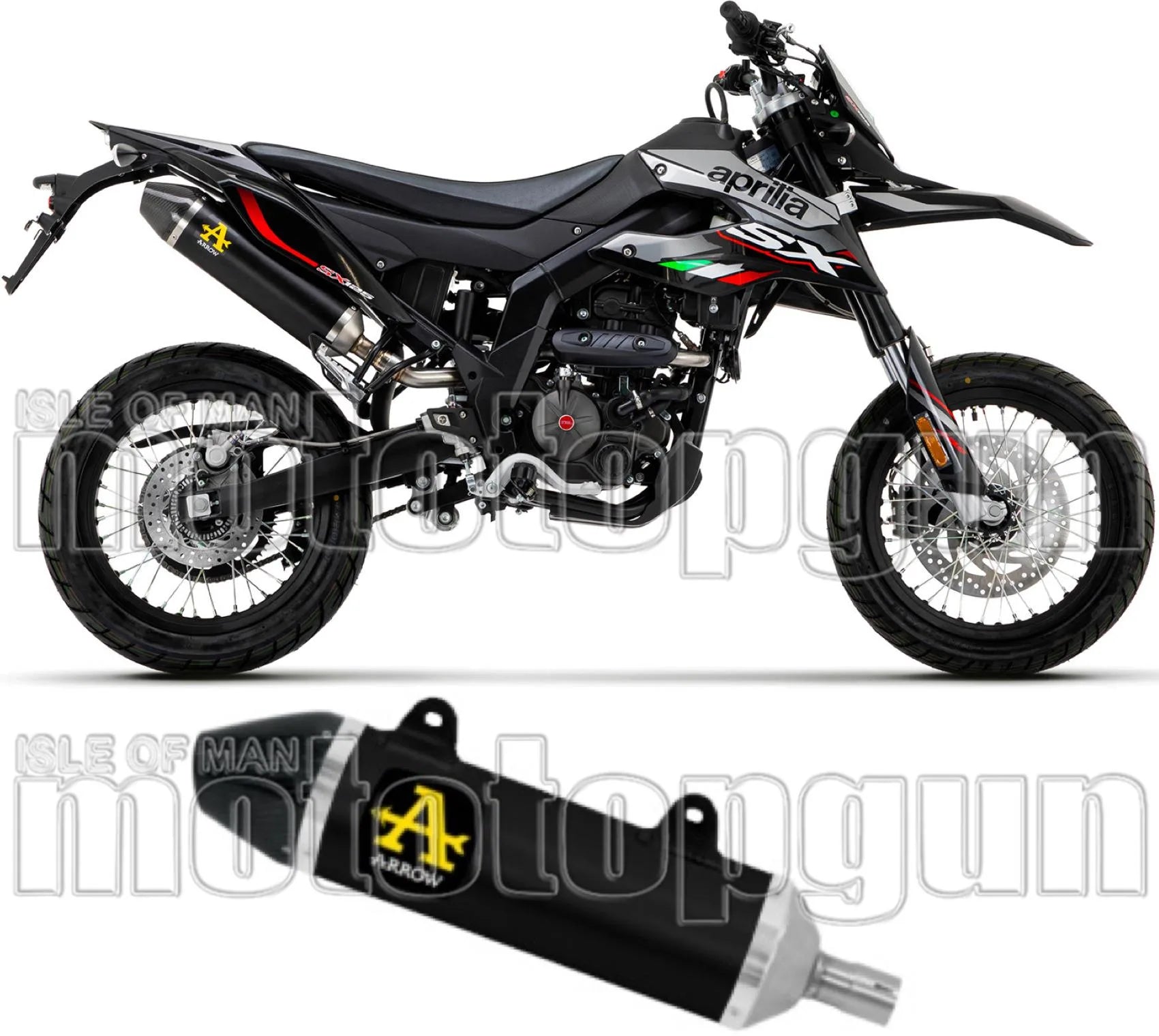 Tubo De Escape Con Homologación Acústica Thunder Aluminio Negro Carbono - Arrow Special Parts Compatible Con Malaguti Xsm 125 4T (2019-2020)